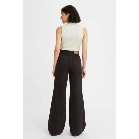 Levi's High Rise Flare Leg Jeans in Trainwreck Black Size 28 - Picture 2 of 3